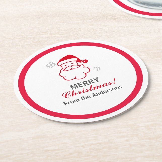 Red Santa Claus Runder Pappuntersetzer (Angewinkelt)