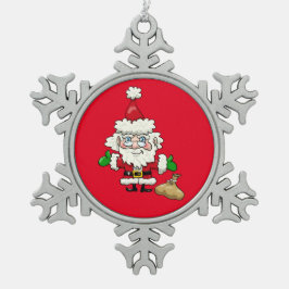 Red Santa Claus Snowflake Pewter Weihnachten Ornam Schneeflocken Zinn-Ornament
