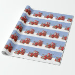 Red Santa Fire Truck Christmas wrapping paper Geschenkpapier<br><div class="desc">When the Grumpy Old Man was little boy he started a fire on Christmas eve! Fortunately Santa Claus was rolling around in style in a vintage 1950s fire truck and was able to stop the fire. Grumpy Old Man's hand drawn illustration is the perfect holiday sticker to adorn gifts, invitations...</div>
