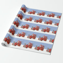 Red Santa Fire Truck Christmas wrapping paper Geschenkpapier