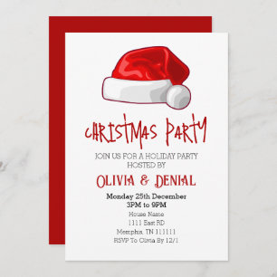 Red Santa Hat Noël Fête Invitation