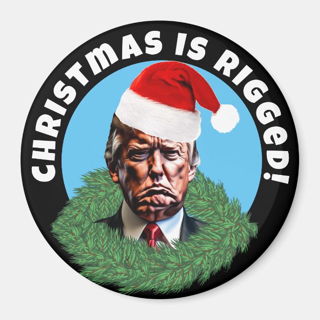  Red Santa Hat Trump Rigged Christmas Magnet (Vorne)