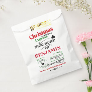Red Santa Sack North Pole Deer Delivery Geschenktütchen