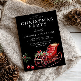 Red Santa Sleigh Office Weihnachts-Party Einladung