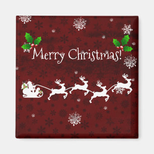 Red Santa's Sleigh and Rentier Magnet