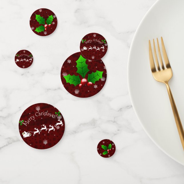 Red Santa's Sleigh and Rentier Table Confetti Konfetti (Gruppe)