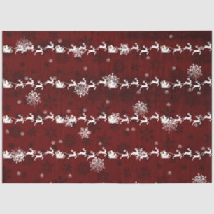 Red Santa's Sleigh and Rentier Tissue Paper Seidenpapier