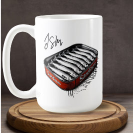 Red Sardine Art Tin Custom Monogram Name Kaffeetasse