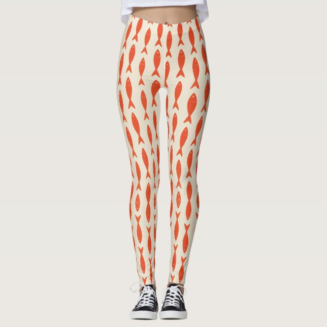 Red Sardines Fish Summer Leggings (Vorderseite)