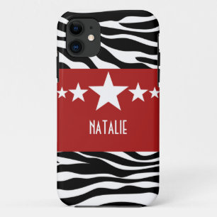 Red Sassy Star Zebra BT iPhone 5 Coque