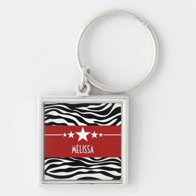 Red Sassy Star Zebra Premium Schlüsselanhänger (Vorne)