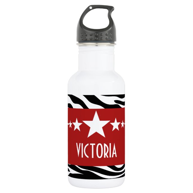 Red Sassy Star Zebra Trinkflasche (Vorderseite)