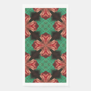 Red Satin Bow Green Crisscross Ribbon Design Serviette