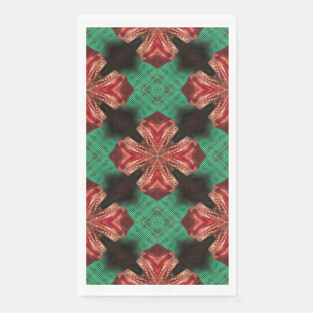 Red Satin Bow Green Crisscross Ribbon Design Serviette (Vorderseite)