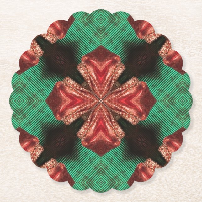 Red Satin Bow Green Crisscross Ribbon Untersetzer (Vorderseite)