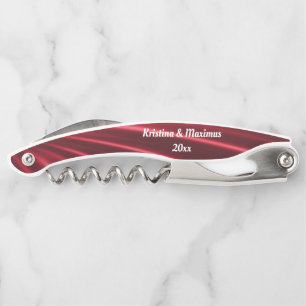 RED SATIN CUSTOMIZABLE CORKSCREW KELLNERMESSER