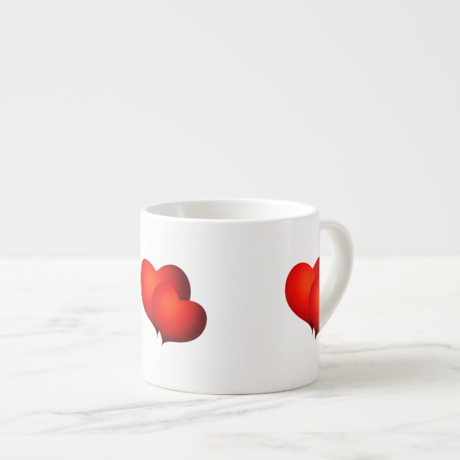 Red Satin Hearts Espressotasse (Vorderseite Rechts)