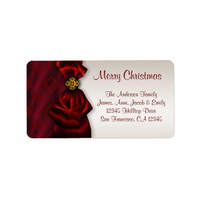 Red Satin & Ivorys Weihnachtsadressen Labels Adressaufkleber (Vorne)