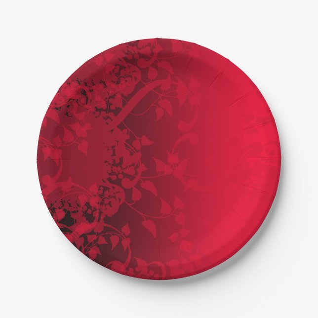 Red Satin Party Plate Pappteller (Vorderseite)
