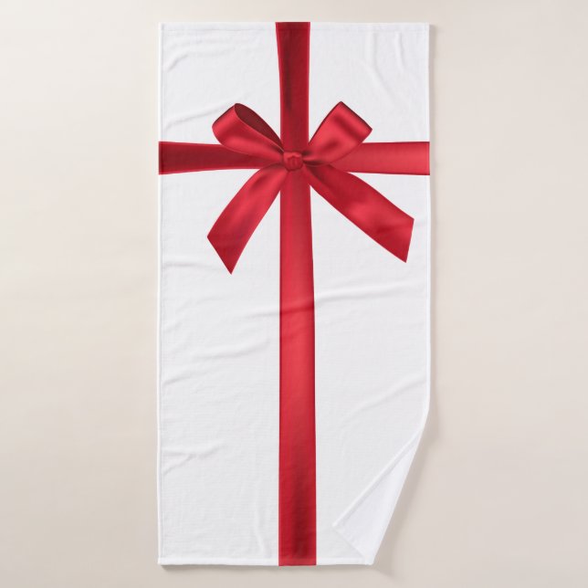 Red Satin Ribbon Bow Fête de Noël (Serviette de bain)
