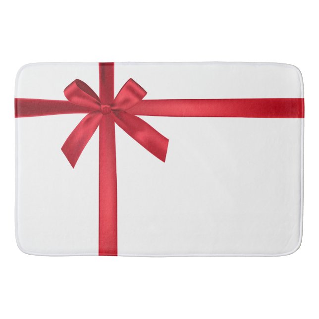 Red Satin Ribbon Bow Weihnachtsfeier Badematte (Vorderseite)