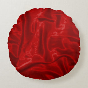 Red Satin Round Throw Kissen
