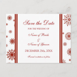 Red Save the Date Winter Wedcard Ankündigungspostkarte