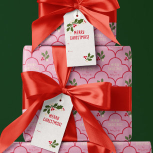 Red Scallop Tile Weihnachtsrippen Geschenkanhänger