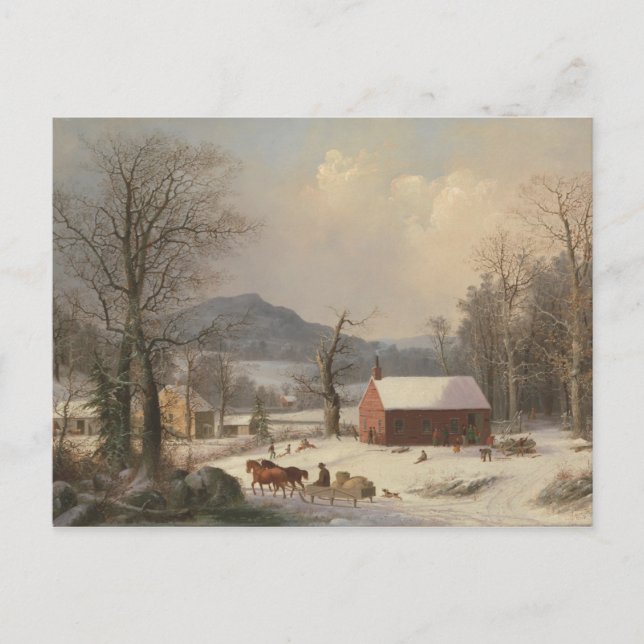 Red School House (Country Scene) 1858 Postkarte (Vorderseite)
