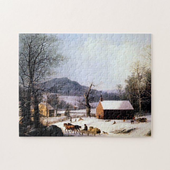 Red School House Winter George Henry Durrie 1858 (Horizontal)