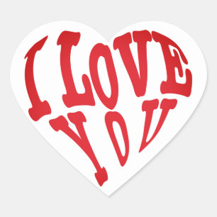 Red Schriftart I Liebe You Herz-Aufkleber