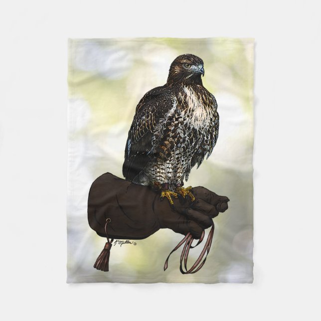 Red-Schwanz Hawk on Glove Fleecedecke (Vorderseite)