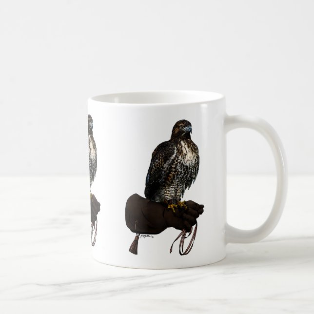 Red-Schwanz Hawk on Glove Kaffeetasse (Rechts)