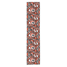 Red Schwarz-weiß Abstrakt Haida Face Native Art Kurzer Tischläufer