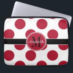 Red Schwarz-weiß Big Polka Dot Monogram Laptopschutzhülle<br><div class="desc">Große,  fette Polka-Punkte,  die ein modernes Aussehen auf ein klassisches Muster in einer Vielzahl von Farbkombinationen ermöglichen,  damit Sie mit Ihrem Vornamen und dem letzten Ersteintrag Monogramm durchführen können. Erstellt von Holiday Hearts Designs für HHTrendyCases. Hier in dunkelbeerrot,  schwarz und weiß dargestellt.</div>