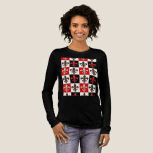 Red Schwarz-weiß Checkered Fleur-de-lis-Design Tri-Blend Shirt