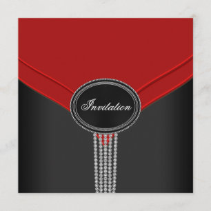 Red Schwarz-weiß Diamond Black Krawatte Party Einladung