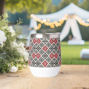Red Schwarz-weiß Geometric Folk Pattern