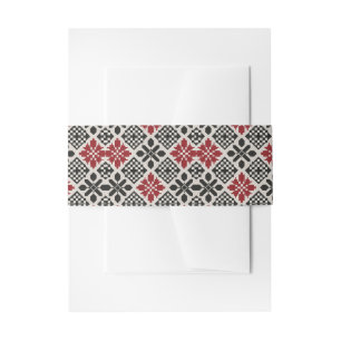 Red Schwarz-weiß Geometric Folk Pattern Einladungsbanderole