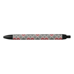 Red Schwarz-weiß Geometric Folk Pattern Kugelschreiber
