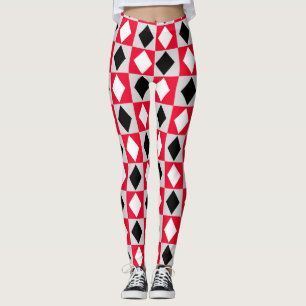 Red Schwarz-weiß Geometric Rhombus Diamond Leggings
