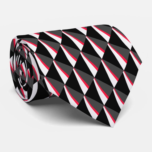 Red Schwarz-weiß Gray Pattern Krawatte (Gerollt)