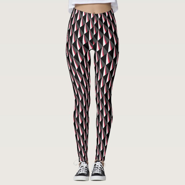 Red Schwarz-weiß Gray Pattern Leggings (Vorderseite)