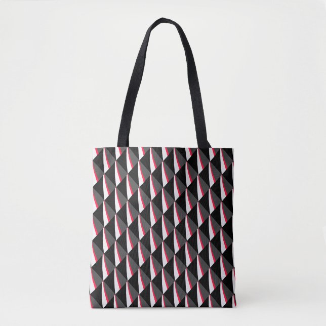 Red Schwarz-weiß Gray Pattern Tasche (Vorderseite)