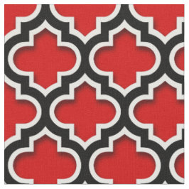 Red Schwarz-weiß marokkanisches Quatrefolienmuster Stoff