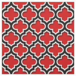 Red Schwarz-weiß marokkanisches Quatrefolienmuster Stoff