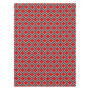 Red Schwarz-weiß marokkanisches Quatrefolienmuster Tischdecke