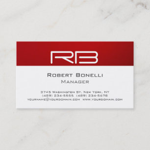Red Schwarz-weiß Monogram Manager Business Card Visitenkarte