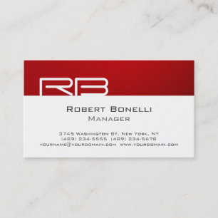 Red Schwarz-weiß Monogram Manager Business Card Visitenkarte