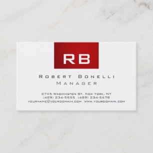 Red Schwarz-weiß Monogram Manager Business Card Visitenkarte